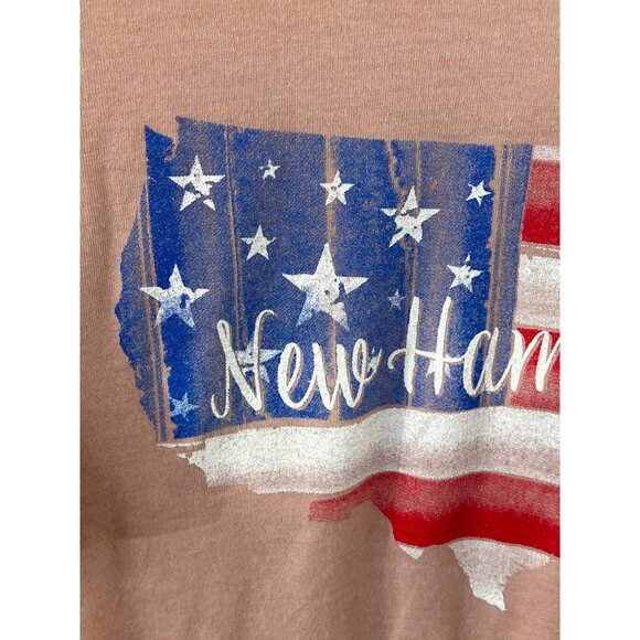 New Hampshire Graphic T-Shirt Size Medium Orange USA Map Flag Print Cotton Soft - Picture 3 of 6